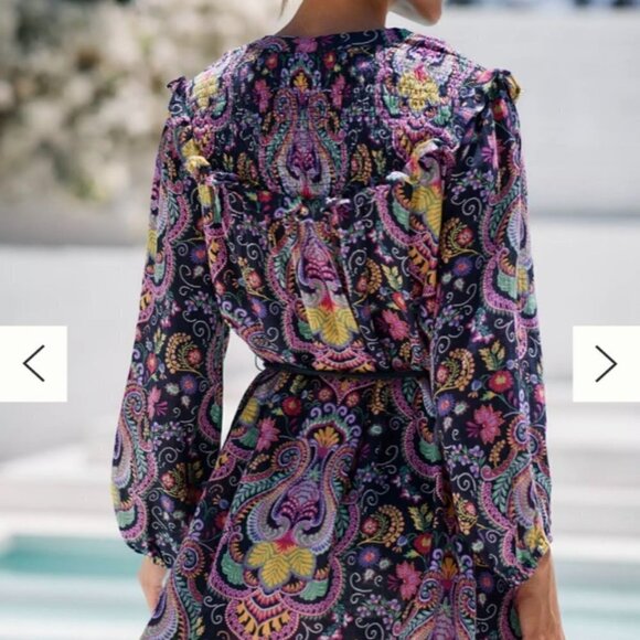 Anthropologie Vibrant Paisley Cover Up Tunic Top Size Medium - Picture 3 of 13